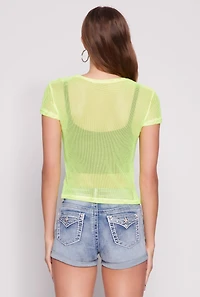 Womens Beverly Hills Fishnet Top, Green,