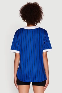 Womens Trendy Striped Love Graphic Baseball Jersey, L