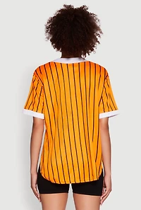 Trendy Striped Love Graphic Baseball Jersey