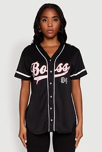 Womens Boss 94 Graphic Baseball Jersey, M