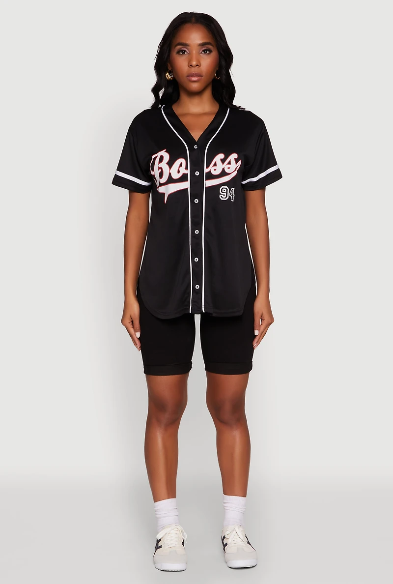 Womens Boss 94 Graphic Baseball Jersey, M