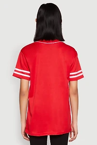 Womens Angel Baseball Jersey, Red,