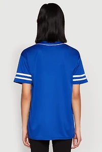 Womens Angel Baseball Jersey, Blue, Size S