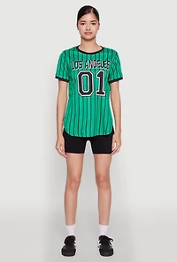 Womens Los Angeles 01 Pinstripe Baseball Jersey,