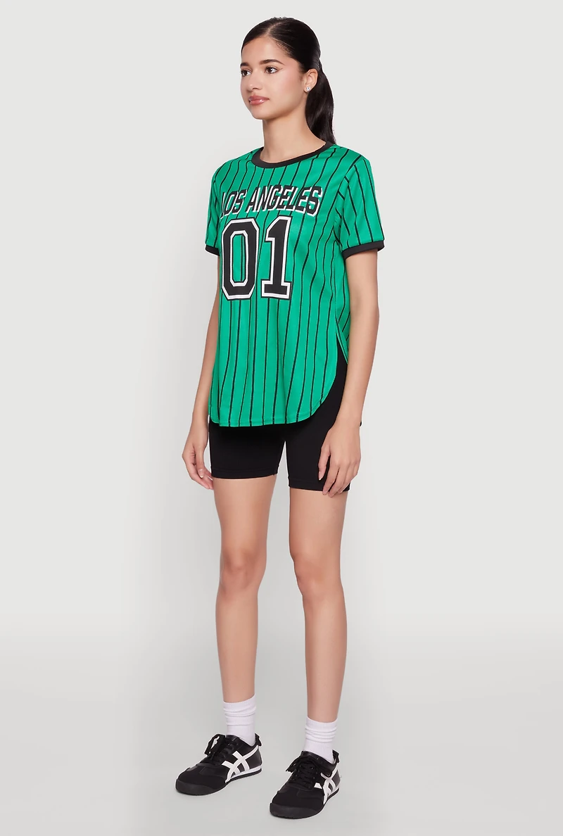 Womens Los Angeles 01 Pinstripe Baseball Jersey,