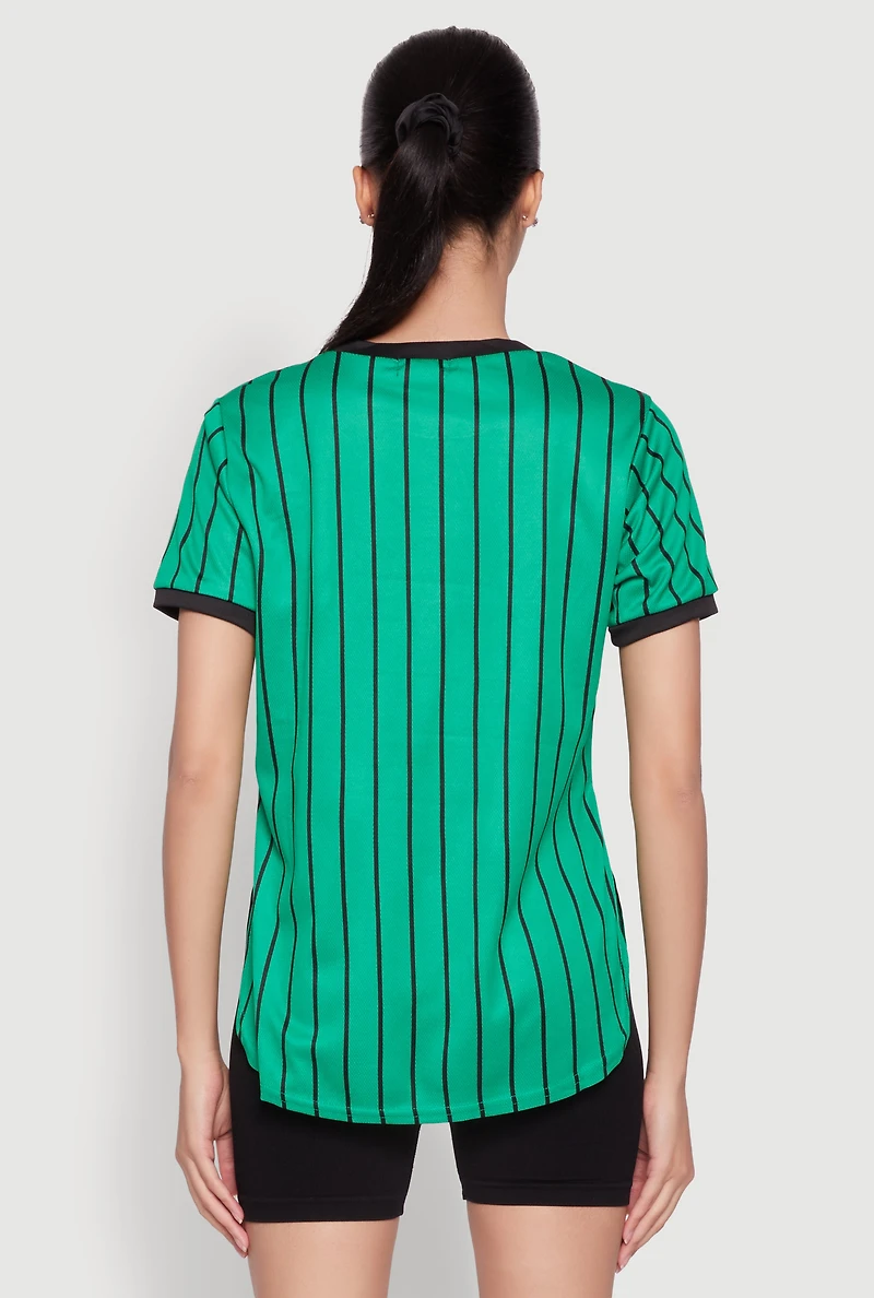 Womens Los Angeles 01 Pinstripe Baseball Jersey, XL