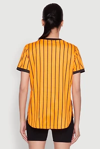 Womens Los Angeles 01 Pinstripe Baseball Jersey, Orange, Size L