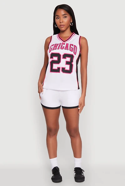 Womens Graphic Basketball Jersey, White, Size M