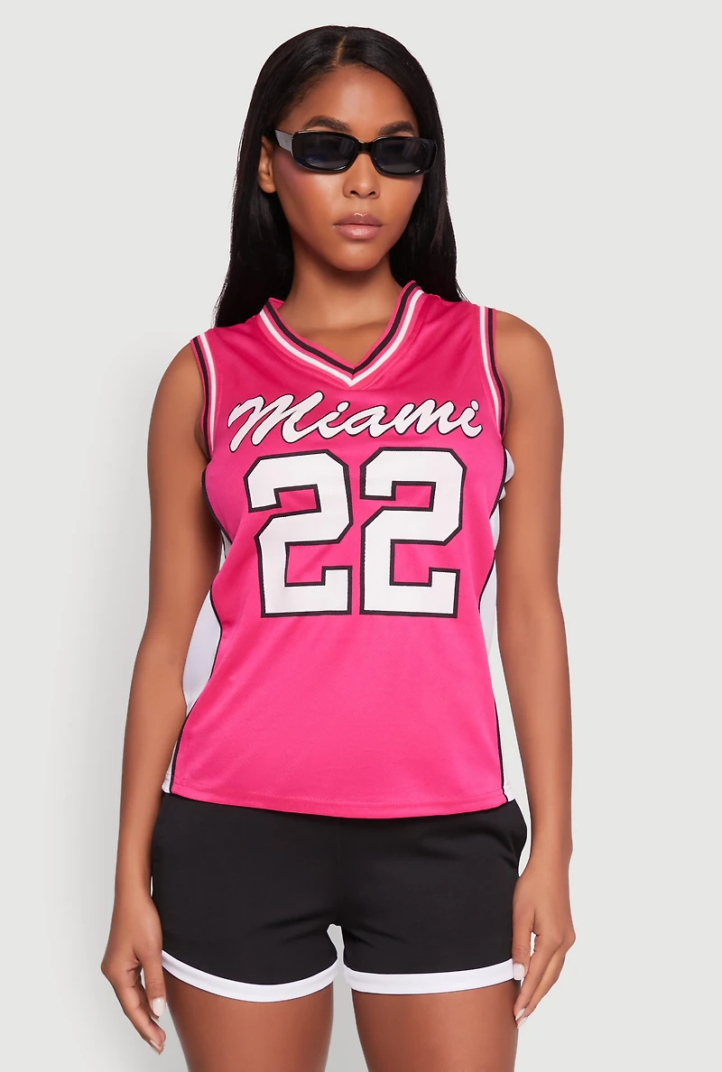 Womens Graphic Basketball Jersey, Pink, Size M