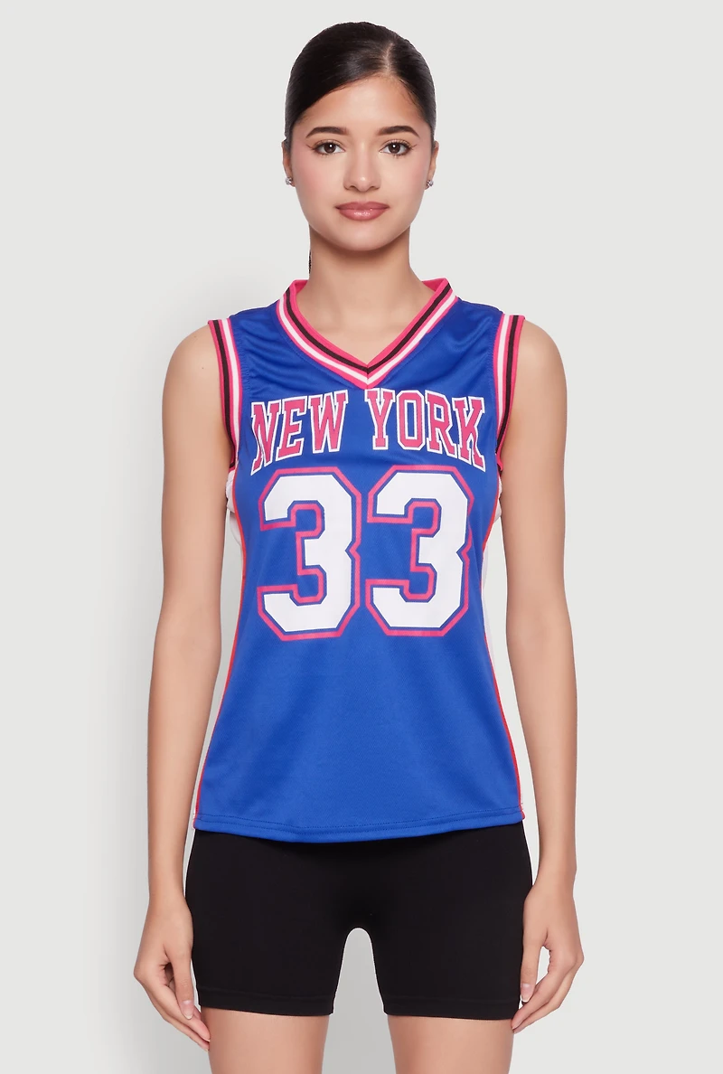 Womens Graphic Basketball Jersey, Blue, Size XL