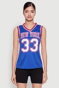 Womens Graphic Basketball Jersey, Blue, Size XL