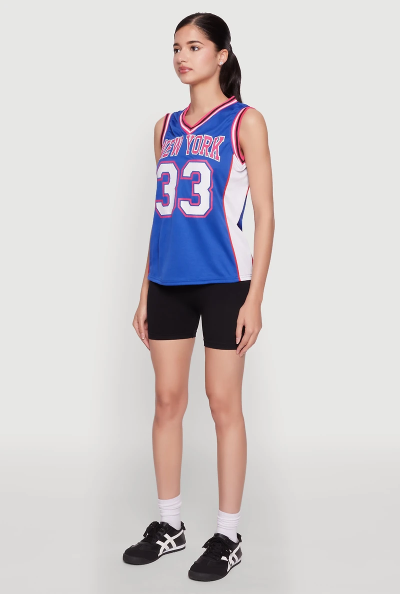 Womens Graphic Basketball Jersey, Blue, Size XL