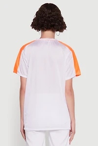 Womens Trendy V-Neck New York Graphic Jersey, White,