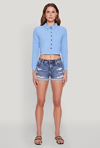 Womens Keyhole Tie Back Long Sleeve Shirt,
