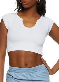 Ribbed Notch Neck Crop Top