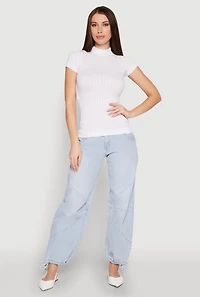 Seamless Short Sleeve Mock Neck Top