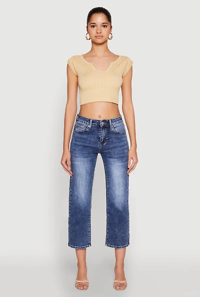 Womens Seamless Notch Neck Crop Top,