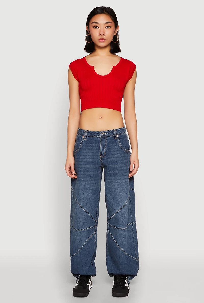 Seamless Notch Neck Crop Top