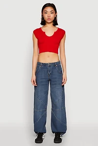 Seamless Notch Neck Crop Top
