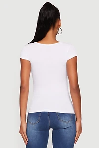 Ribbed Knit Cap Sleeve Scoop Neck Top