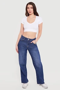 Seamless Ribbed V Neck Crop Top