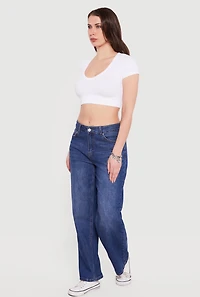 Seamless Ribbed V Neck Crop Top