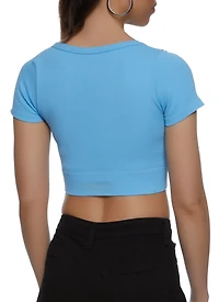 Womens Seamless Ribbed V Neck Crop Top,