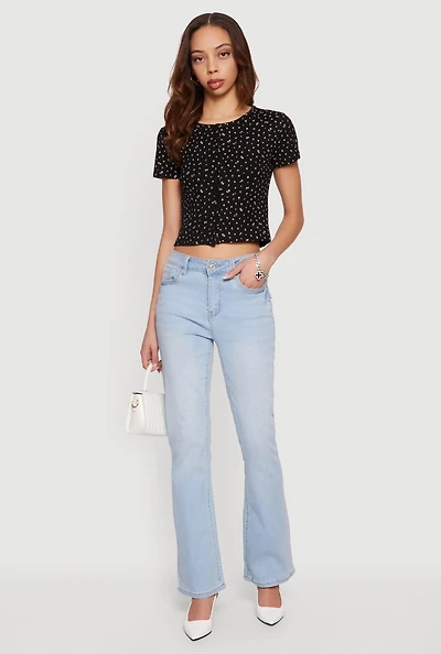 Ditsy Floral Button Front Crop Top