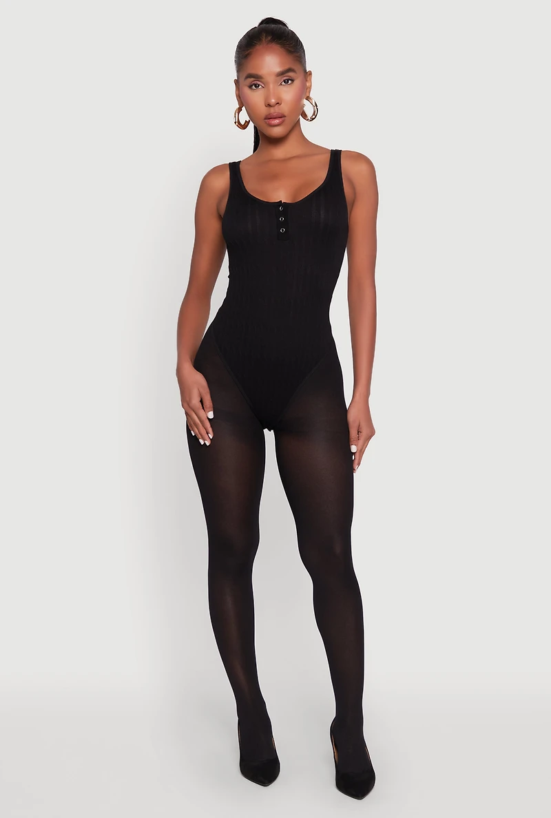 Womens Seamless Snap Button Notch Neck Bodysuit,
