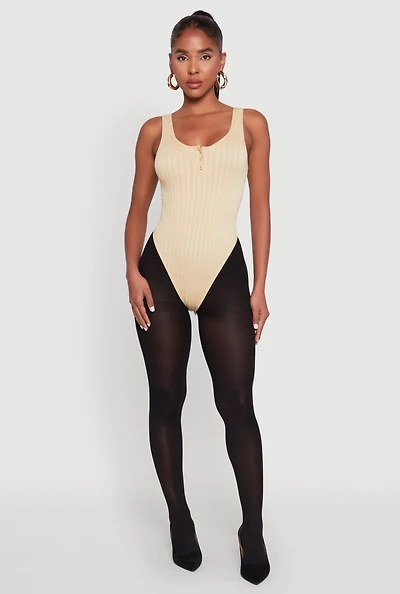 Womens Seamless Snap Button Notch Neck Bodysuit,