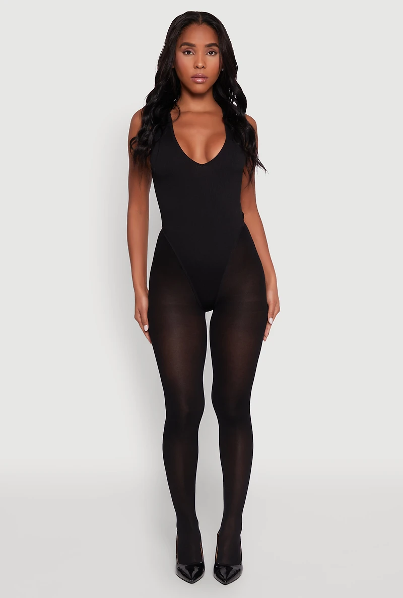 Seamless V Neck Thong Bodysuit