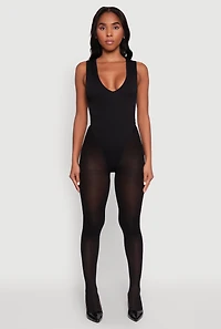 Womens Seamless V Neck Thong Bodysuit,
