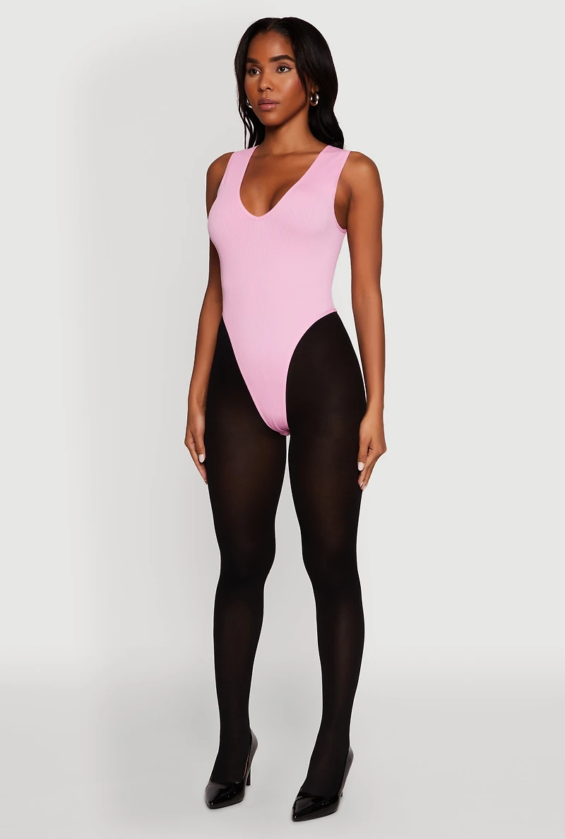 Womens Seamless V Neck Thong Bodysuit,