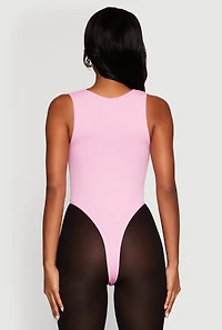 Womens Seamless V Neck Thong Bodysuit, Pink, Size L-XL