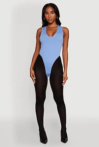 Seamless V Neck Thong Bodysuit