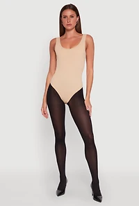 Ribbed Knit Seamless Scoop Neck Sleeveless Bodysuit