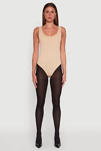 Ribbed Knit Seamless Scoop Neck Sleeveless Bodysuit