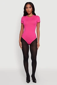 Womens Crew Neck Short Sleeve Bodysuit, L