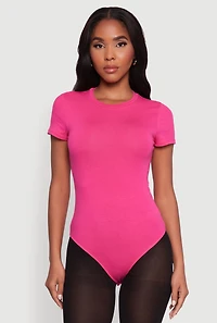 Womens Crew Neck Short Sleeve Bodysuit, L