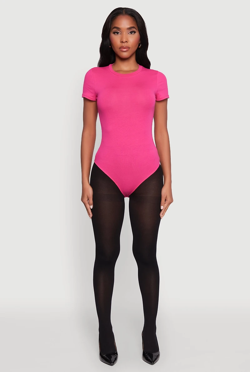 Womens Crew Neck Short Sleeve Bodysuit, L
