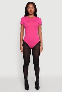 Womens Crew Neck Short Sleeve Bodysuit, L