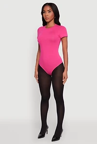Womens Crew Neck Short Sleeve Bodysuit, L