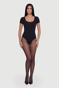 Scoop Neck Double Layered Short Sleeve Bodysuit