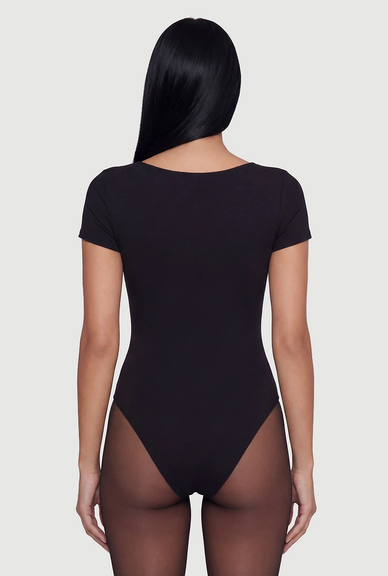 Scoop Neck Double Layered Short Sleeve Bodysuit