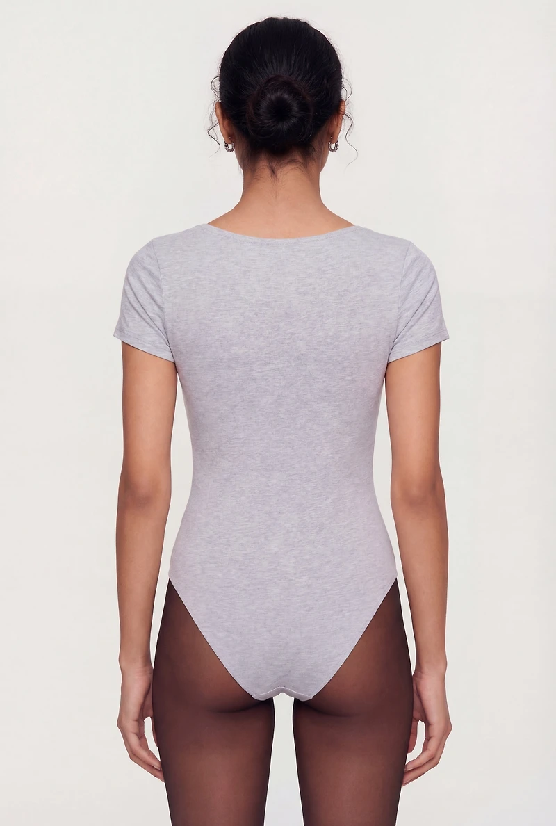 Scoop Neck Double Layered Short Sleeve Bodysuit