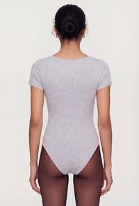 Scoop Neck Double Layered Short Sleeve Bodysuit