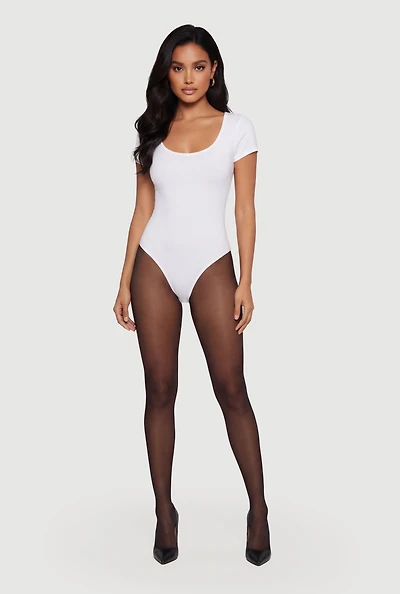 Scoop Neck Double Layered Short Sleeve Bodysuit