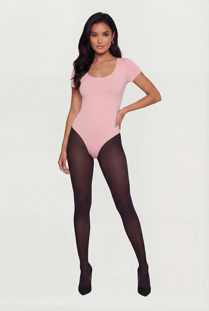Scoop Neck Double Layered Short Sleeve Bodysuit