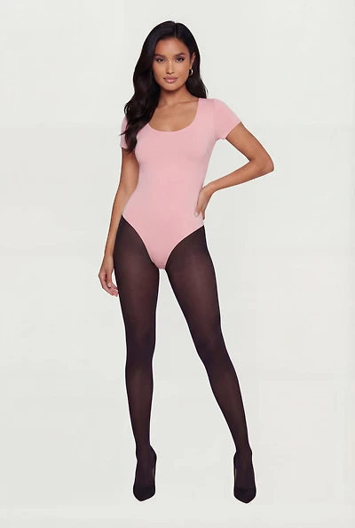 Scoop Neck Double Layered Short Sleeve Bodysuit