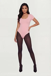 Scoop Neck Double Layered Short Sleeve Bodysuit